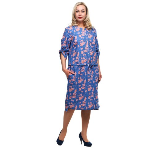 женское платье-футляр plus size ols, голубое