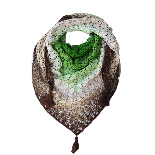 женский вязаные платок yarnart flowers, зеленый