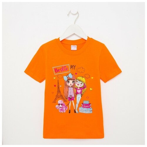 футболка с рисунком ata kids для девочки, оранжевая