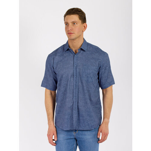 мужская рубашка с коротким рукавом palmary leading, синяя