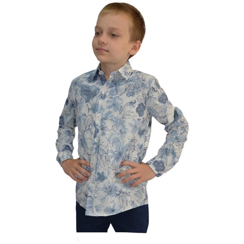 рубашка с длинным рукавом tugi для мальчика, голубая