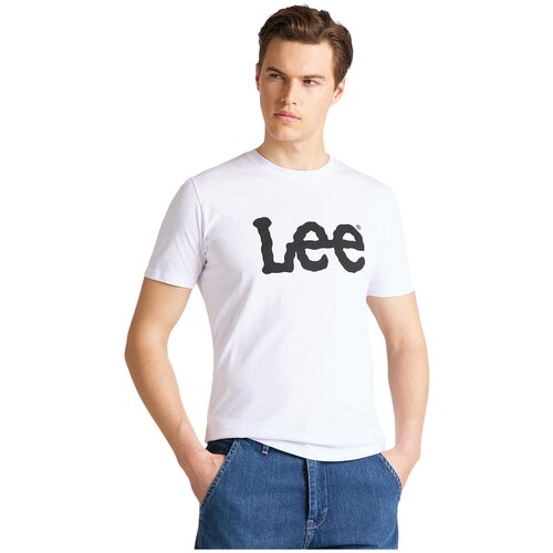 мужская футболка с круглым вырезом lee, белая