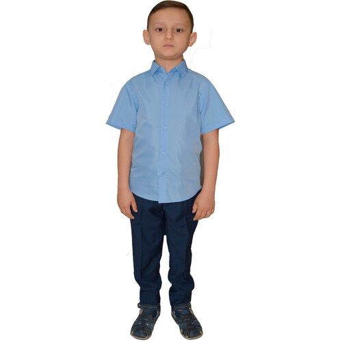 рубашка с коротким рукавом piatin для мальчика, голубая