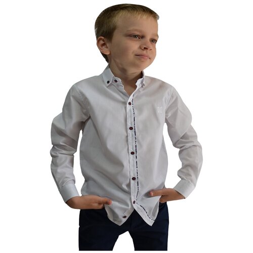 рубашка с длинным рукавом tugi для мальчика, белая