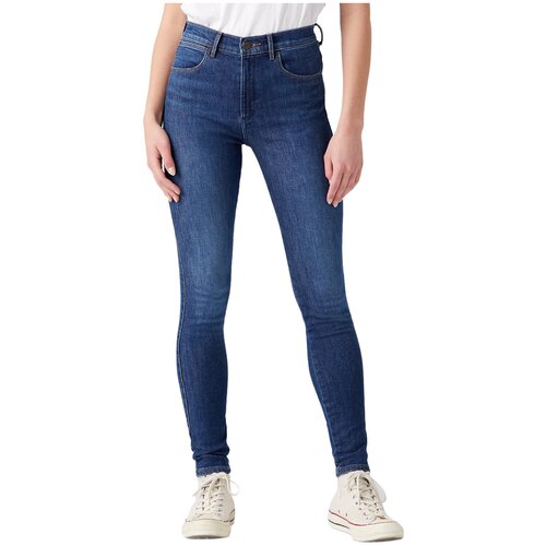 женские джинсы с высокой посадкой wrangler, синие