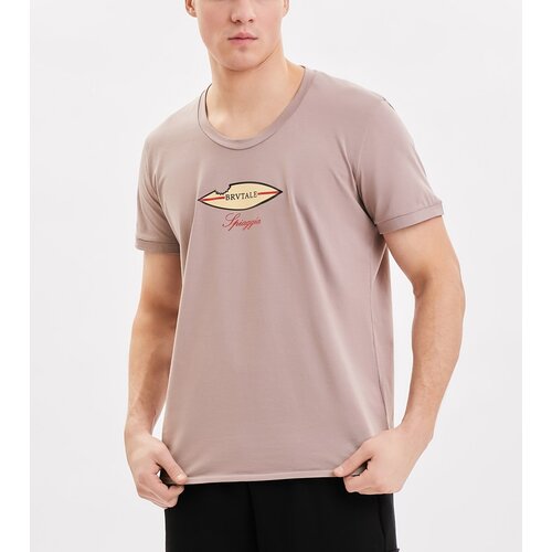 мужская футболка с круглым вырезом brutale spiaggia, бежевая