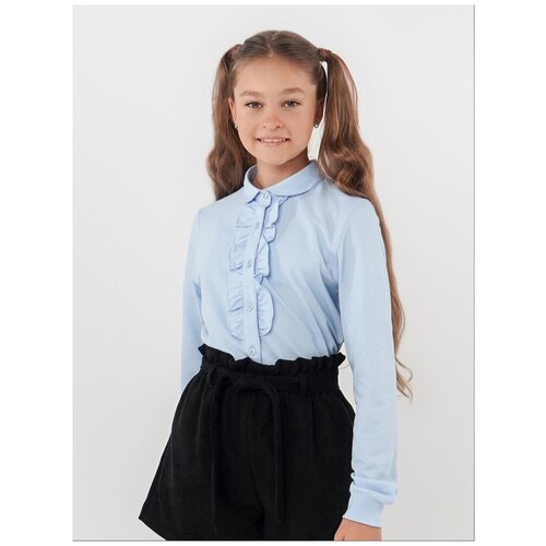 блузка с длинным рукавом winkiki для девочки, голубая