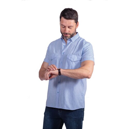 мужская рубашка с коротким рукавом montana, голубая