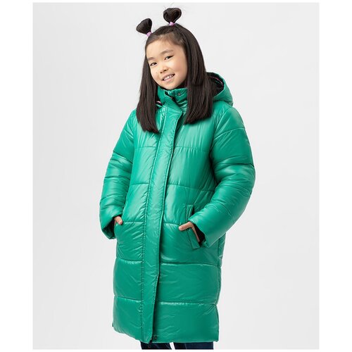 пальто с капюшоном button blue для девочки, зеленое