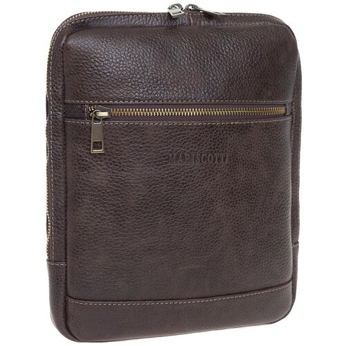 мужская кожаные сумка franchesco mariscotti, коричневая