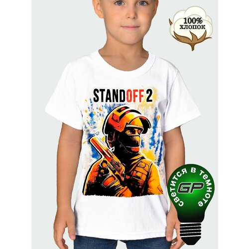 футболка с принтом glow point для мальчика, черная