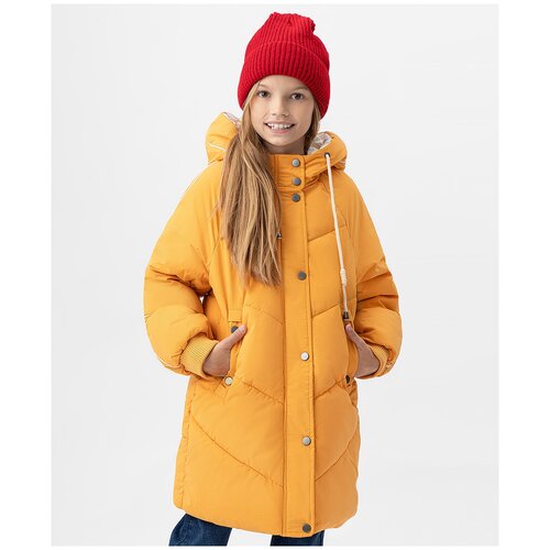 пальто с капюшоном button blue для девочки, желтое