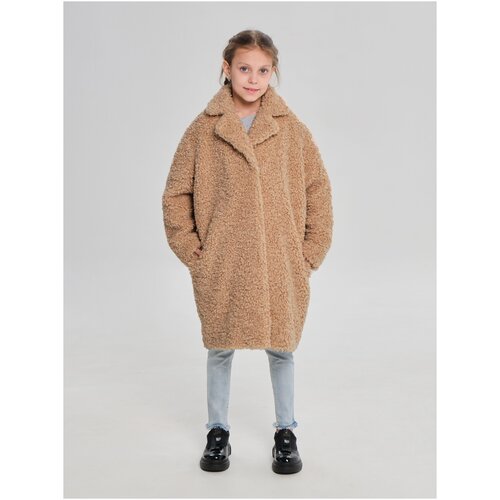 длинные пальто андерсен для девочки, коричневое