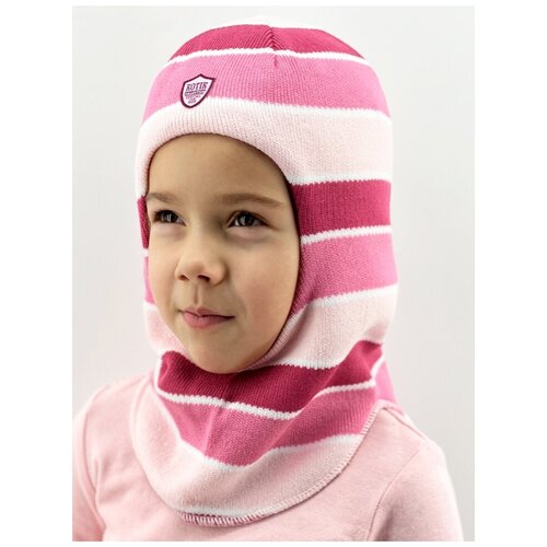 вязаные шапка бушон для девочки, розовая
