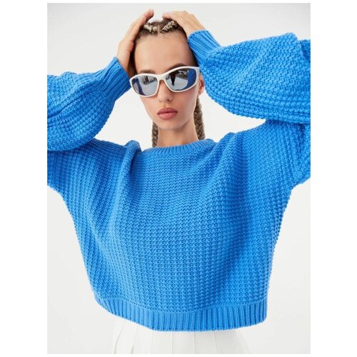 женский свитер с круглым вырезом feelz, синий