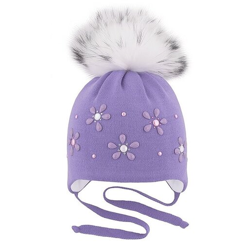 вязаные шапка mialt для девочки, фиолетовая