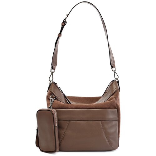 женская кожаные сумка eleganzza, коричневая