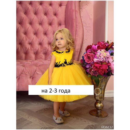 платье без рукавов вероника казаку для девочки, желтое