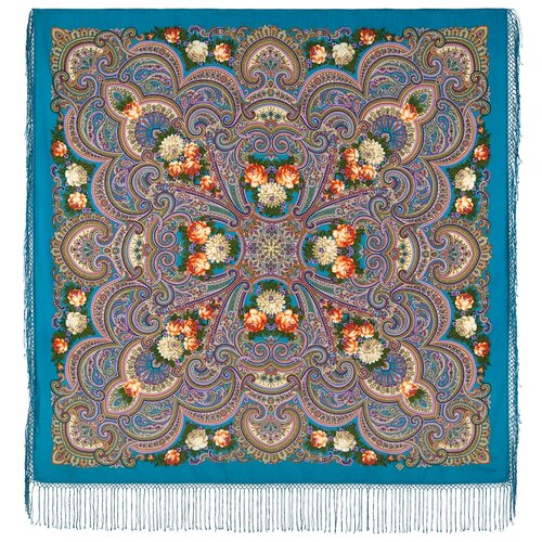 женский шелковые платок павловопосадская платочная мануфактура, разноцветный