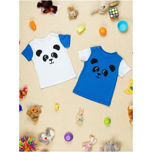 футболка chic panda для мальчика, синяя