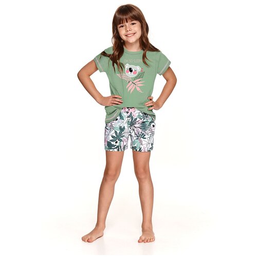 пижама с коротким рукавом taro для девочки, зеленая