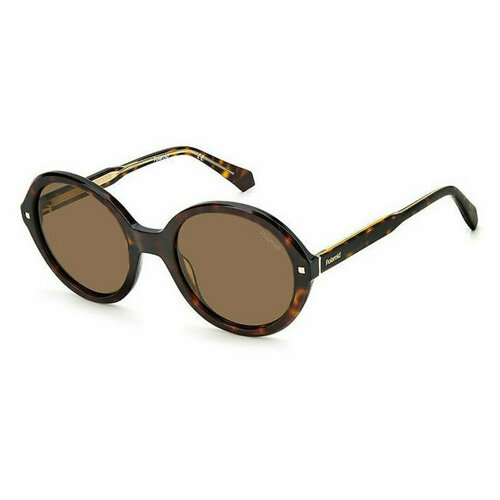 женские круглые солнцезащитные очки polaroid, коричневые