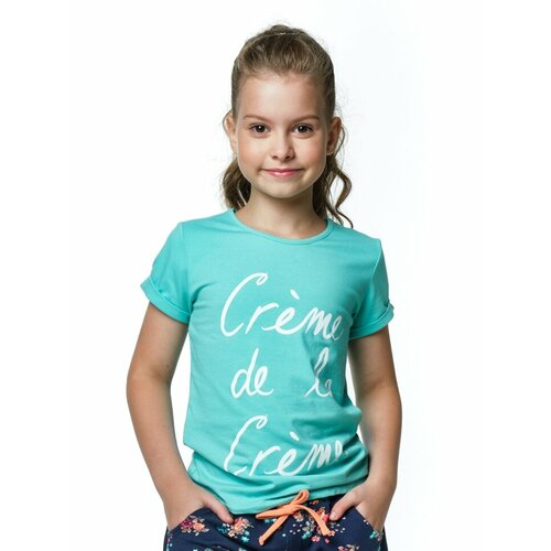 футболка mini maxi для девочки, бирюзовая
