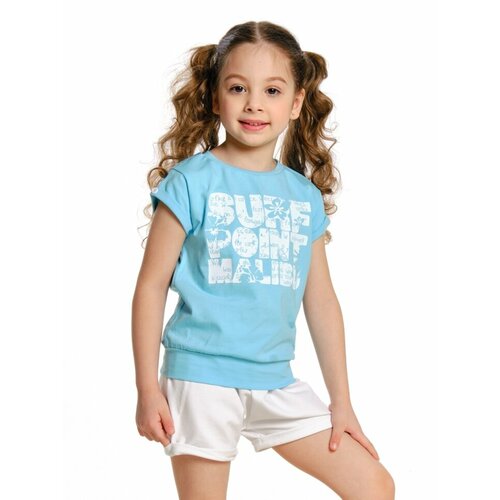 футболка mini maxi для девочки, голубая