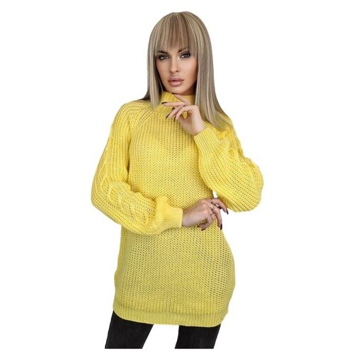 женский свитер удлиненные ms collection, желтый