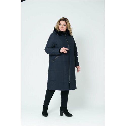 женское пальто с капюшоном karmel style, синее