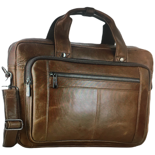 мужская кожаные сумка oscar franz, коричневая