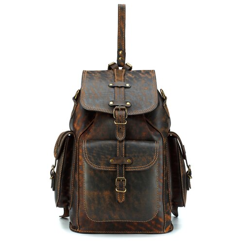 кожаные рюкзак мастерская сумок кожинка, коричневый