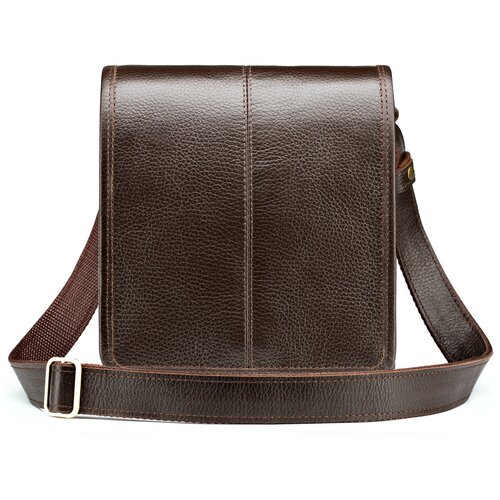 мужская сумка через плечо мастерская сумок кожинка, коричневая