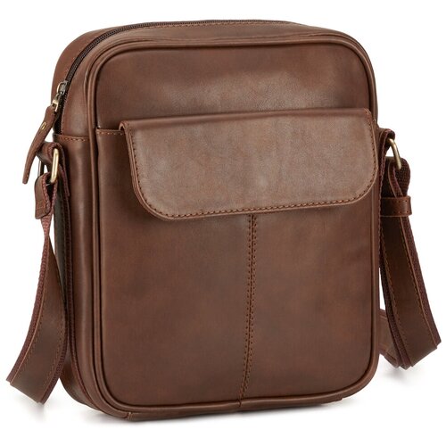 мужская кожаные сумка мастерская сумок кожинка, коричневая