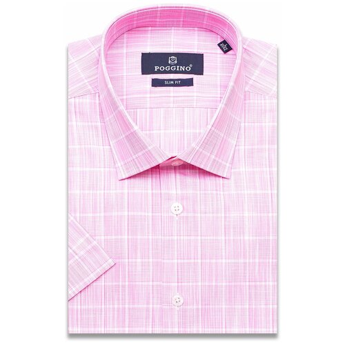 мужская рубашка в клетку poggino, розовая