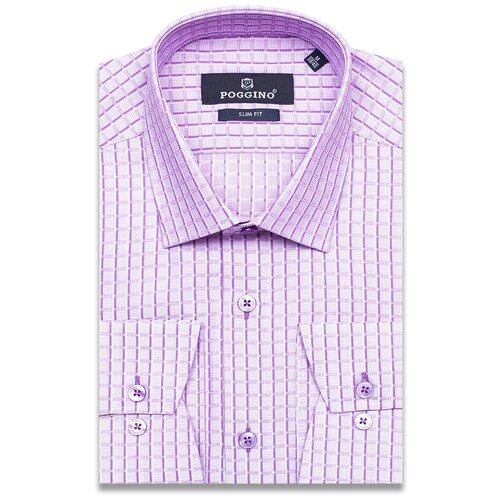 мужская рубашка в клетку poggino, фиолетовая