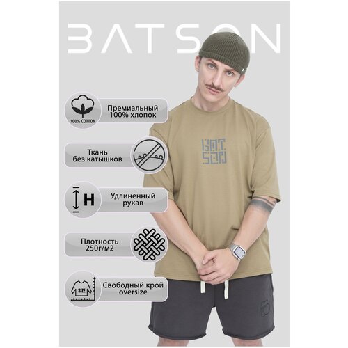 мужская футболка с принтом batson, хаки