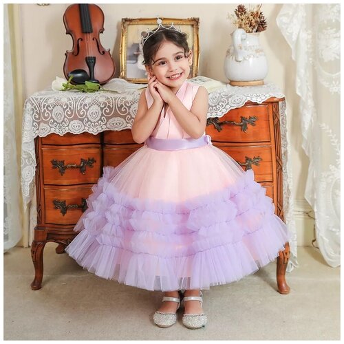 платье с v-образным вырезом kids princess для девочки, розовое