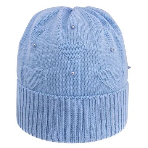 вязаные шапка андерсен для девочки, голубая
