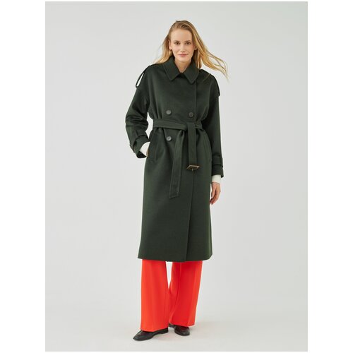 женское шерстяное пальто pompa, зеленое