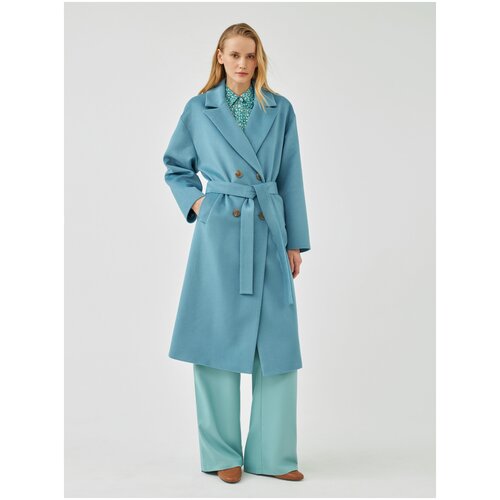 женское шерстяное пальто pompa, голубое