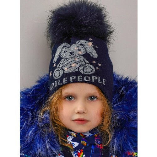 вязаные шапка noble people для девочки, синяя