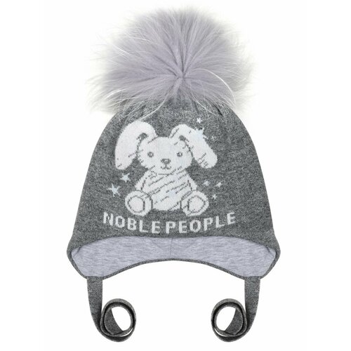 вязаные шапка noble people для девочки, серая