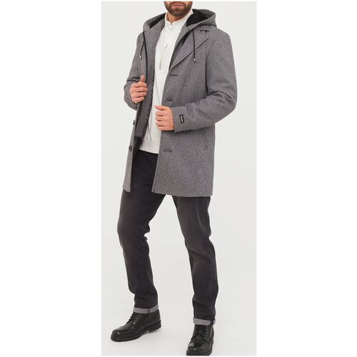 мужское пальто с капюшоном misteks design, серое