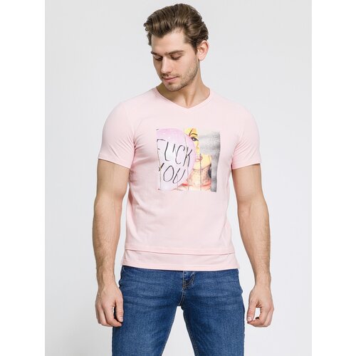 мужская футболка с v-образным вырезом sesmik, розовая