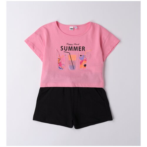 футболка с принтом ido для девочки, розовая
