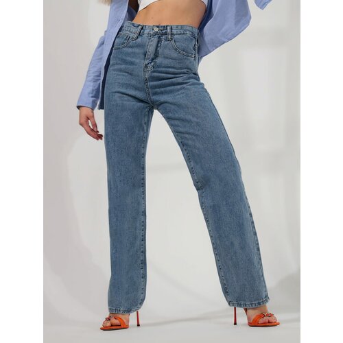 женские джинсы с высокой посадкой vitacci, голубые