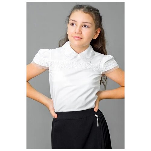 блузка с коротким рукавом colabear для девочки, бежевая