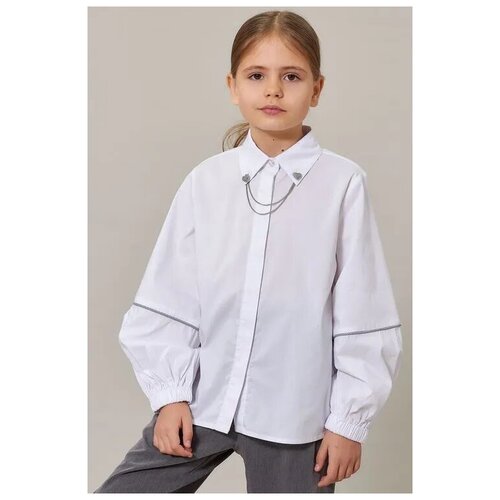 блузка с длинным рукавом colabear для девочки, белая