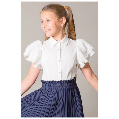 блузка с коротким рукавом deloras для девочки, бежевая